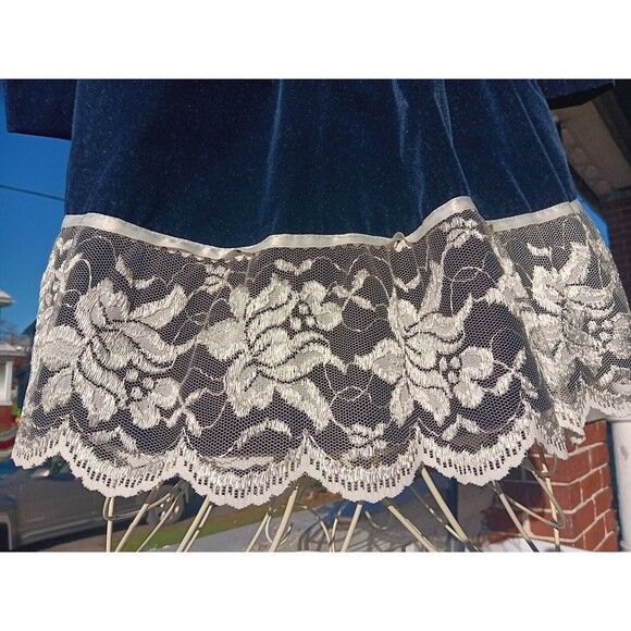 Sz 2T JoLene Girls Vintage 80s Velvet Dress Victorian Style Navy Blue Holiday - Picture 5 of 16